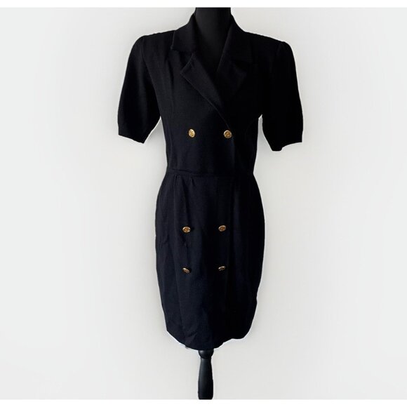 St. John Knit Dress Gold Tone Buttons Women’s Sz 6 Career Old Money Capsule - Picture 1 of 16